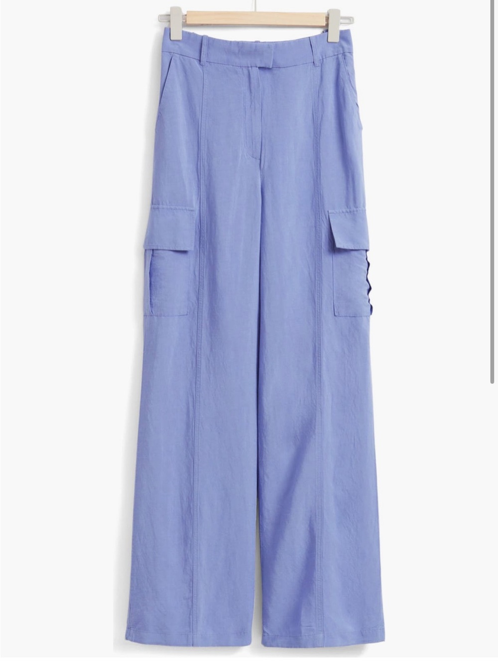 & Other Stories Wide-Leg Cargo Pants NWT Size 0 In Blue (Periwinkle/Purple) - Picture 8 of 13